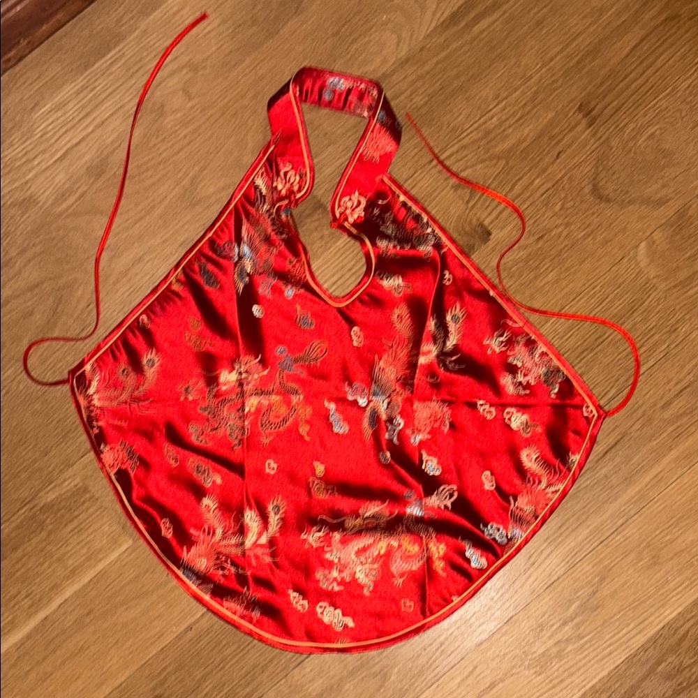 Red Satin Qi Pao Halter Top